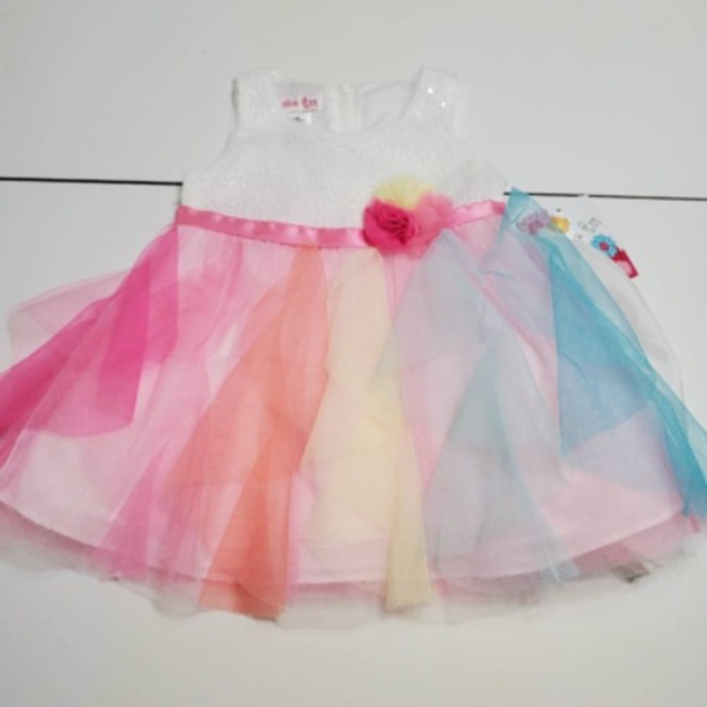 Jessica Ann Baby Girls Set Of 2 Tutu Dress And Panty White Zip Sequin 12 M New